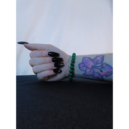 Malachite Beaded Bracelet Stretch Green Crystal Gemstone Healing Energy Jewelry