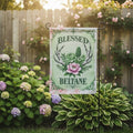 Blessed Beltane Garden Flag Green Floral Antlers 10x15 Spring Witchy Decor