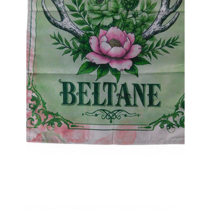 Blessed Beltane Garden Flag Green Floral Antlers 10x15 Spring Witchy Decor