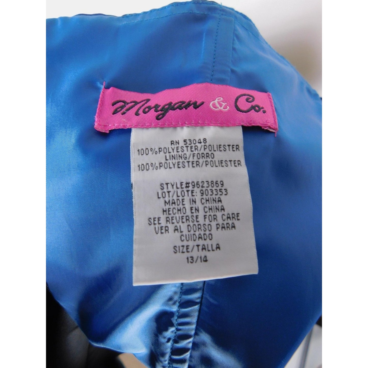 Morgan & Co 13/14 Black Blue Beaded Halter Dress