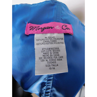 Morgan & Co 13/14 Black Blue Beaded Halter Dress