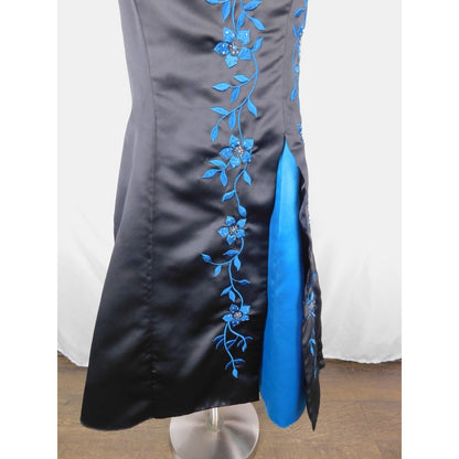 Morgan & Co 13/14 Black Blue Beaded Halter Dress