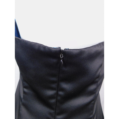 Morgan & Co 13/14 Black Blue Beaded Halter Dress