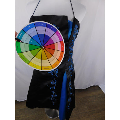 Morgan & Co 13/14 Black Blue Beaded Halter Dress