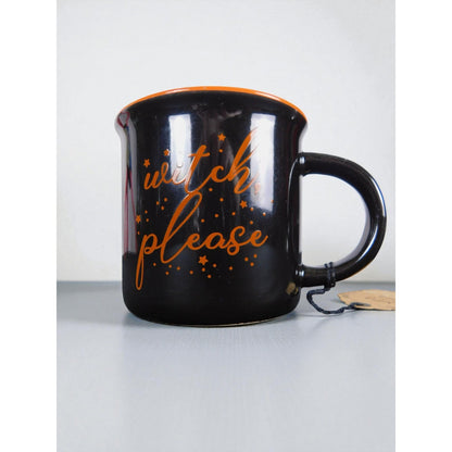 Witch Please Mug 16oz Black Orange Stars NWT