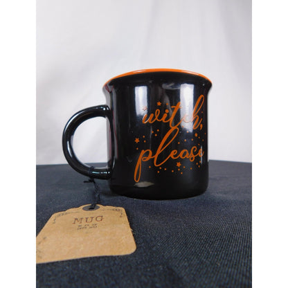 Witch Please Mug 16oz Black Orange Stars NWT
