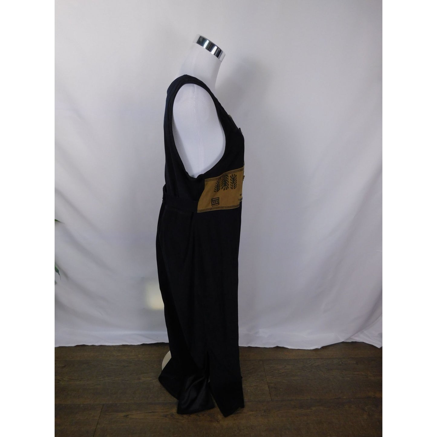 Vtg Nina Piccalino Patchwork Maxi M - Black Camel Leaf - Excellent