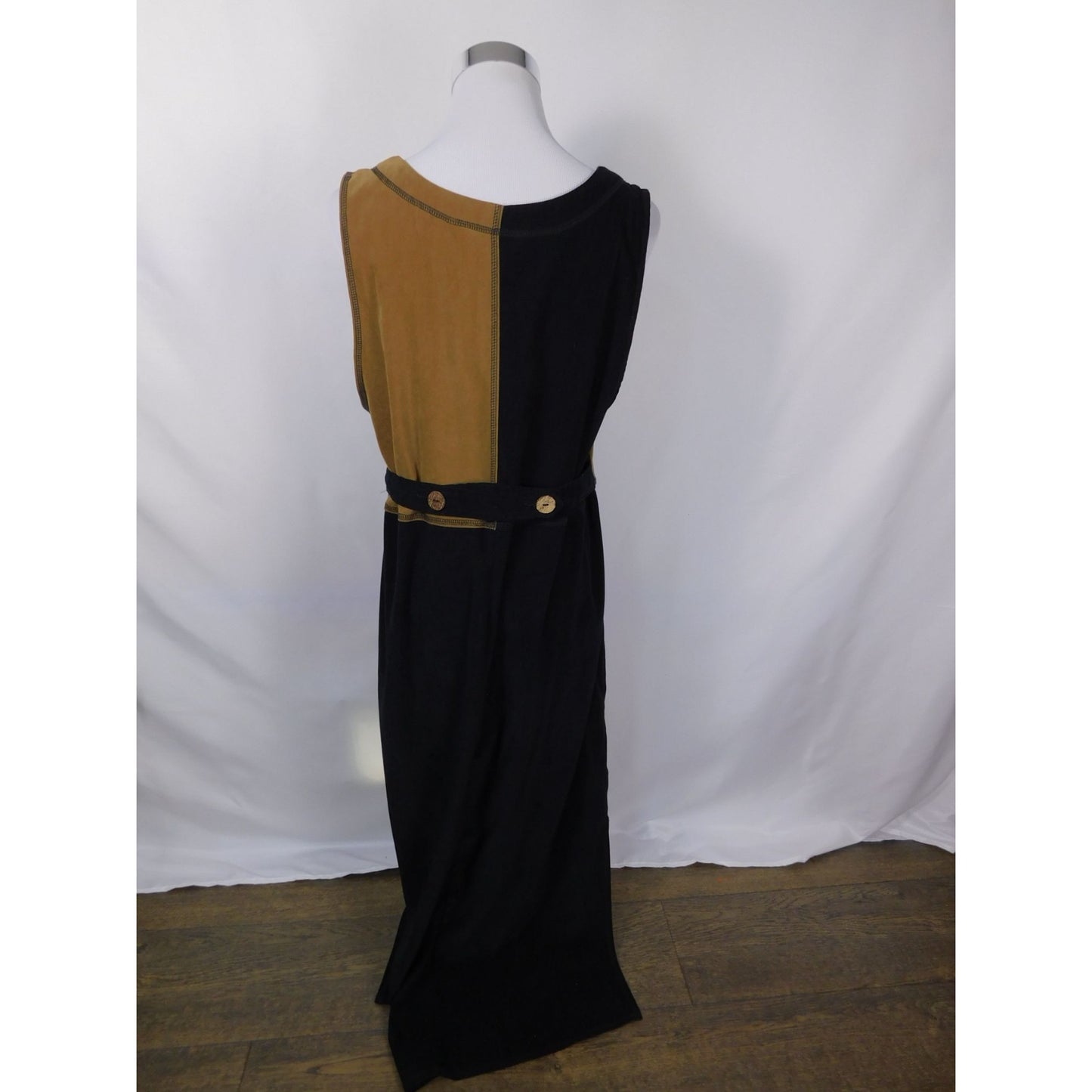 Vtg Nina Piccalino Patchwork Maxi M - Black Camel Leaf - Excellent