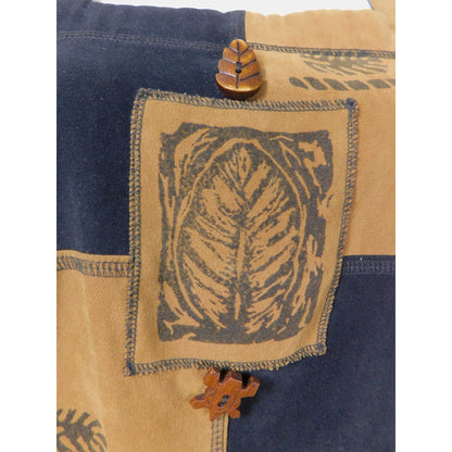 Vtg Nina Piccalino Patchwork Maxi M - Black Camel Leaf - Excellent