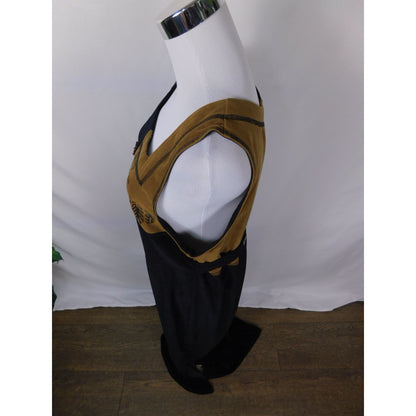 Vtg Nina Piccalino Patchwork Maxi M - Black Camel Leaf - Excellent