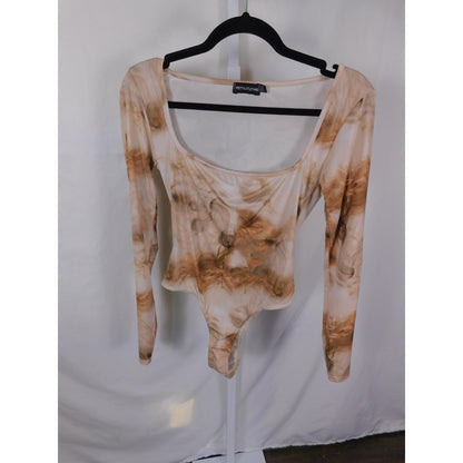 PrettyLittleThing Marble Bodysuit 8 - Long Sleeve - Excellent - Witchcore Ethereal