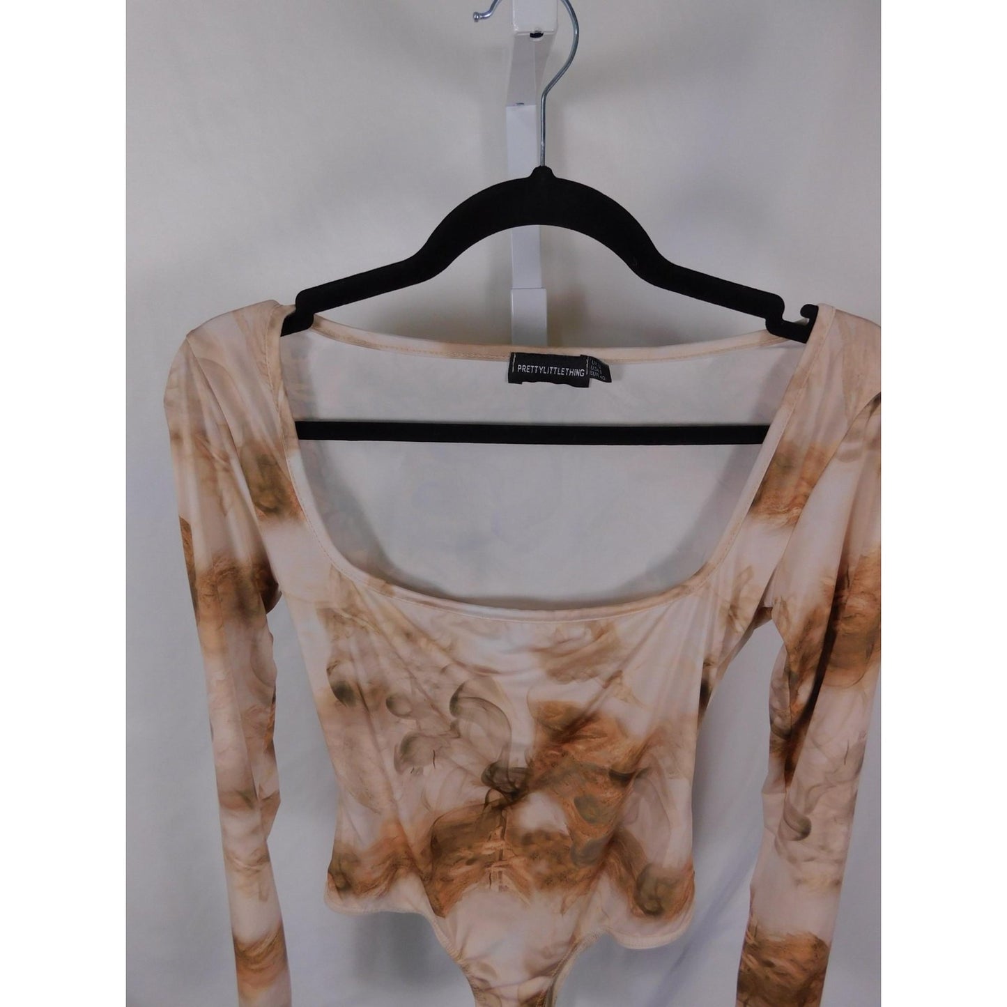 PrettyLittleThing Marble Bodysuit 8 - Long Sleeve - Excellent - Witchcore Ethereal
