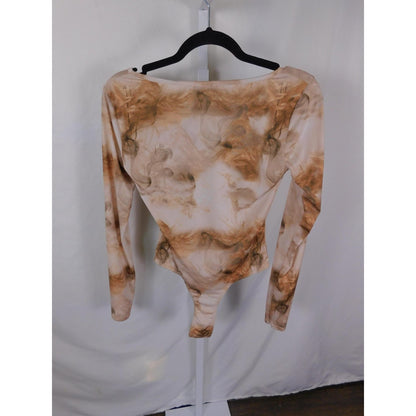 PrettyLittleThing Marble Bodysuit 8 - Long Sleeve - Excellent - Witchcore Ethereal