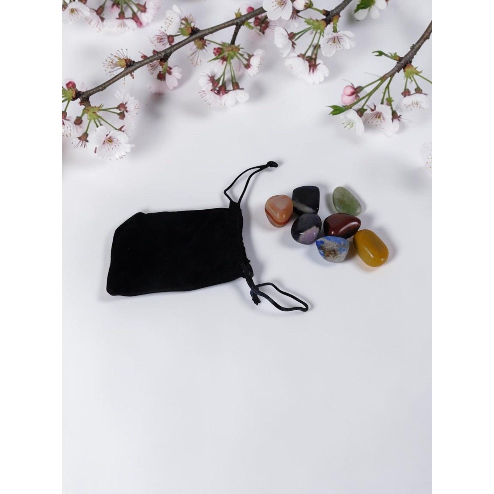 7 Chakra Tumbled Stone Set in Velvet Pouch Crystal Witch Altar Decor