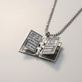 Bible Book Locket Pendant Necklace Silver Religious Rectangle 26in Jewelry