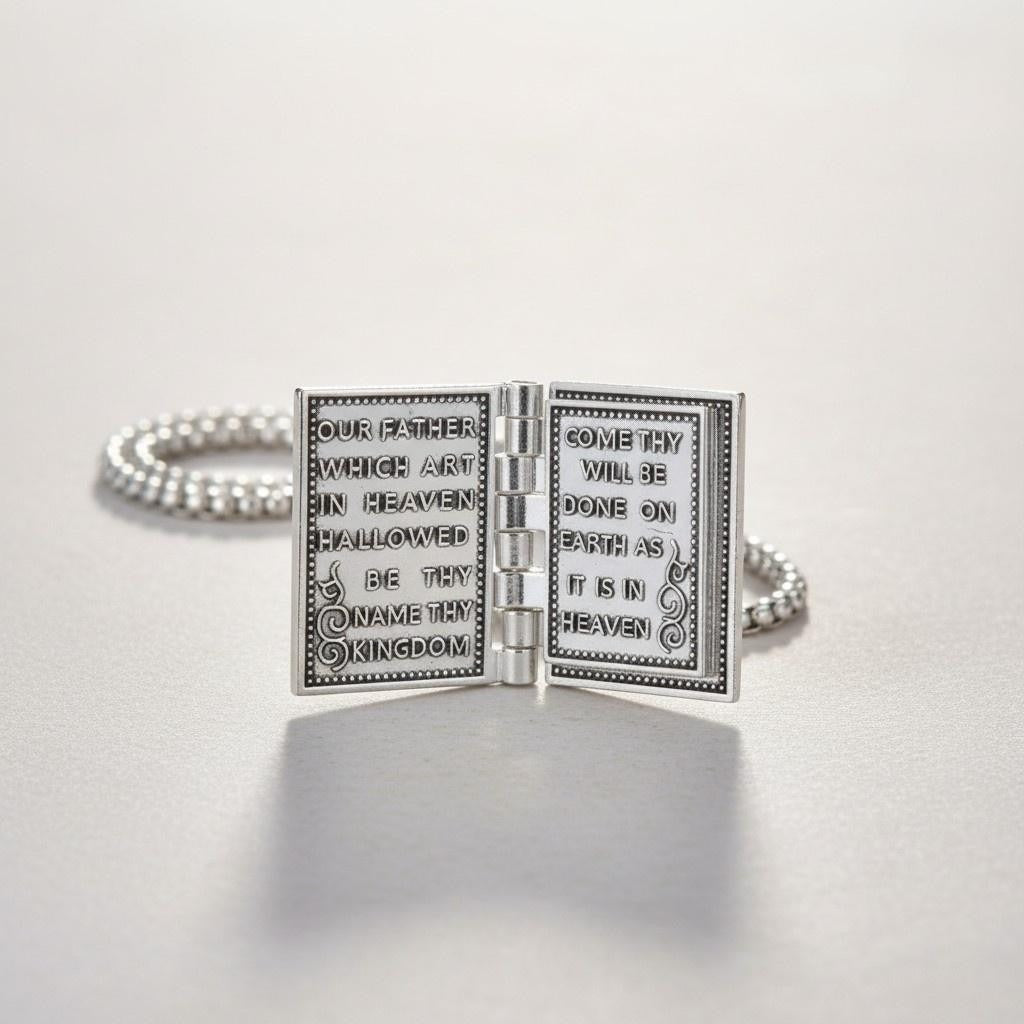 Bible Book Locket Pendant Necklace Silver Religious Rectangle 26in Jewelry