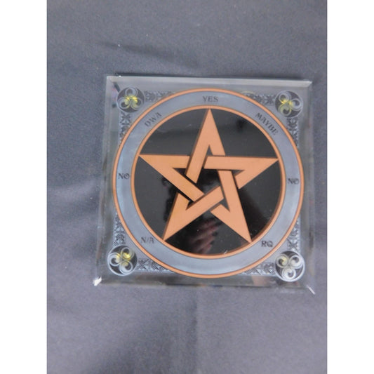 Glass Pentacle Pendulum Board 8" Scrying Altar Tile