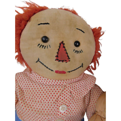 Vintage Raggedy Ann & Andy Dolls 20" - Handcrafted Cloth Poppets - Good