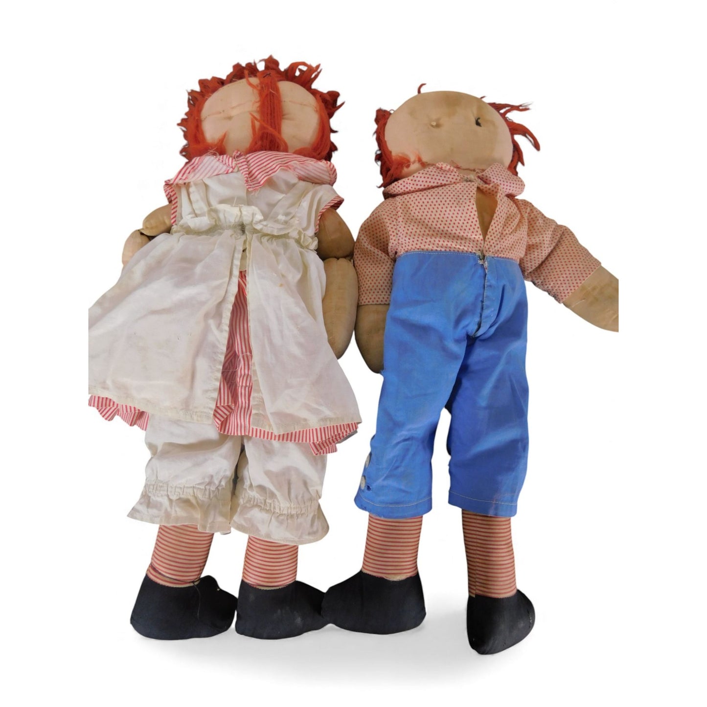 Vintage Raggedy Ann & Andy Dolls 20" - Handcrafted Cloth Poppets - Good