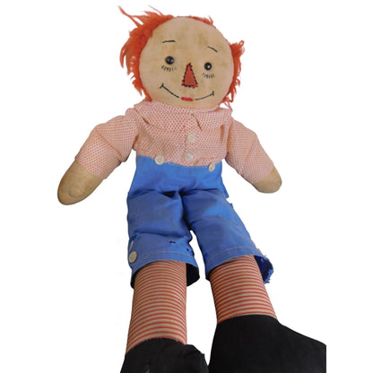 Vintage Raggedy Ann & Andy Dolls 20" - Handcrafted Cloth Poppets - Good