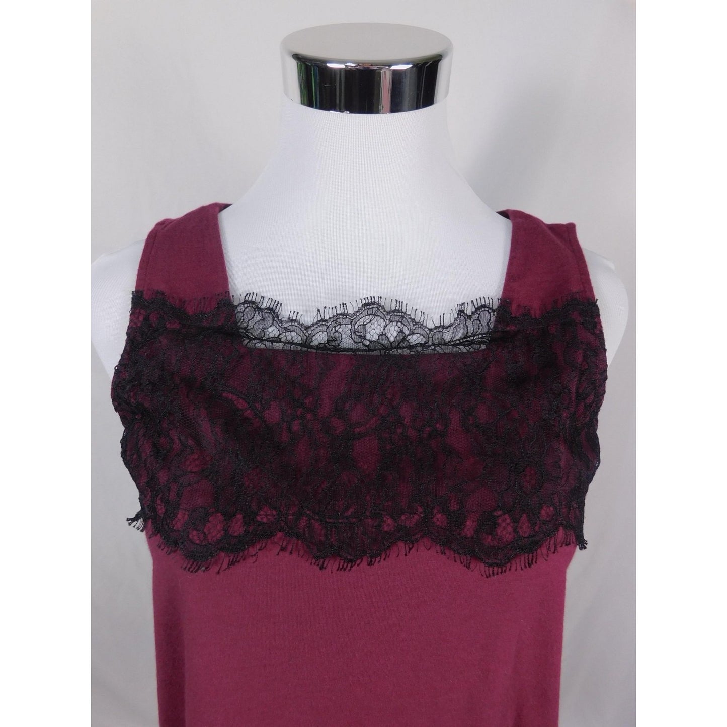 J Jill Tank Top Womens XS Burgundy Lace Trim Camisole Sleeveless Witchy Gothic