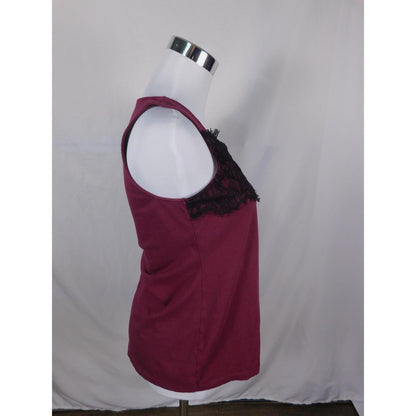J Jill Tank Top Womens XS Burgundy Lace Trim Camisole Sleeveless Witchy Gothic