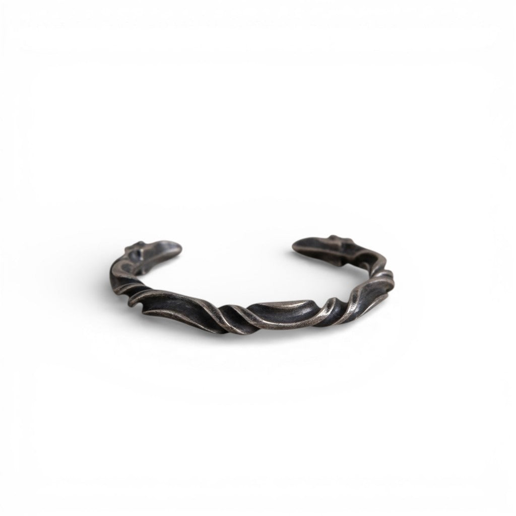 Twisted Cuff Bracelet Silver Tone Sculptural Modern Minimalist Jewelry Gift