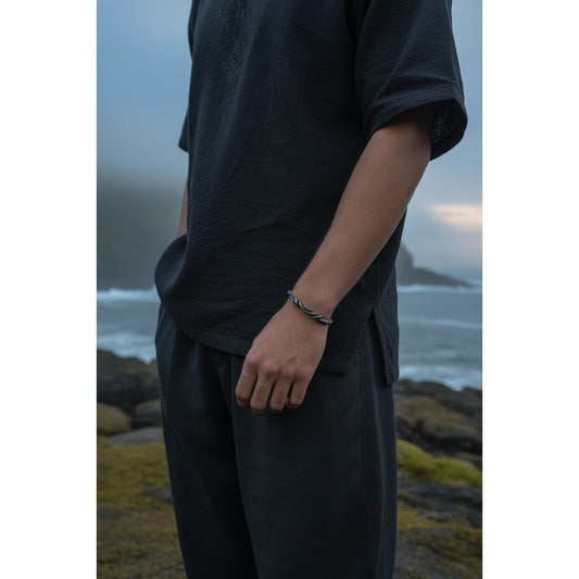 Twisted Cuff Bracelet Silver Tone Sculptural Modern Minimalist Jewelry Gift