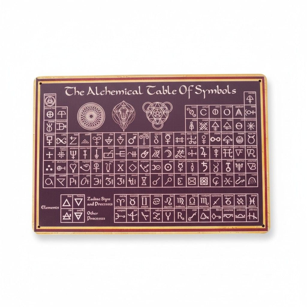 Alchemical Table Of Symbols Metal Sign - 12x8 - New