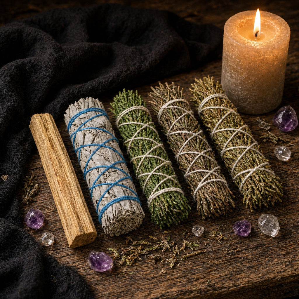 Herbal Cleansing Set White Sage, Cedar, Rosemary, Juniper & Palo Santo
