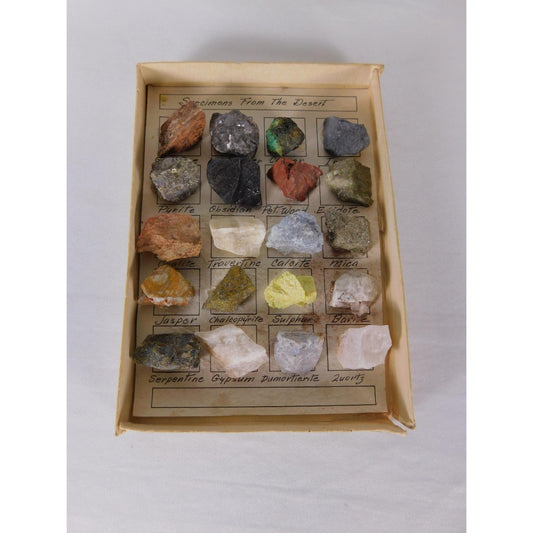 Vintage Specimens From The Desert Rock Mineral Kit 20 Piece Boxed Set Geology