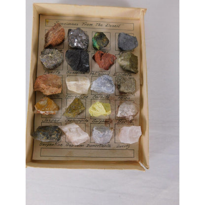 Vintage Specimens From The Desert Rock Mineral Kit 20 Piece Boxed Set Geology