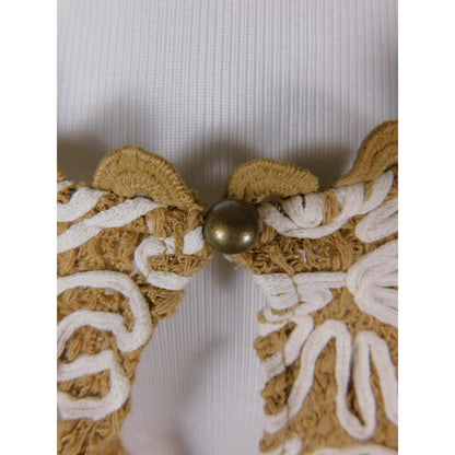 Solitaire Shirt Womens Small Tan White Crochet Floral Sleeveless Boho Top