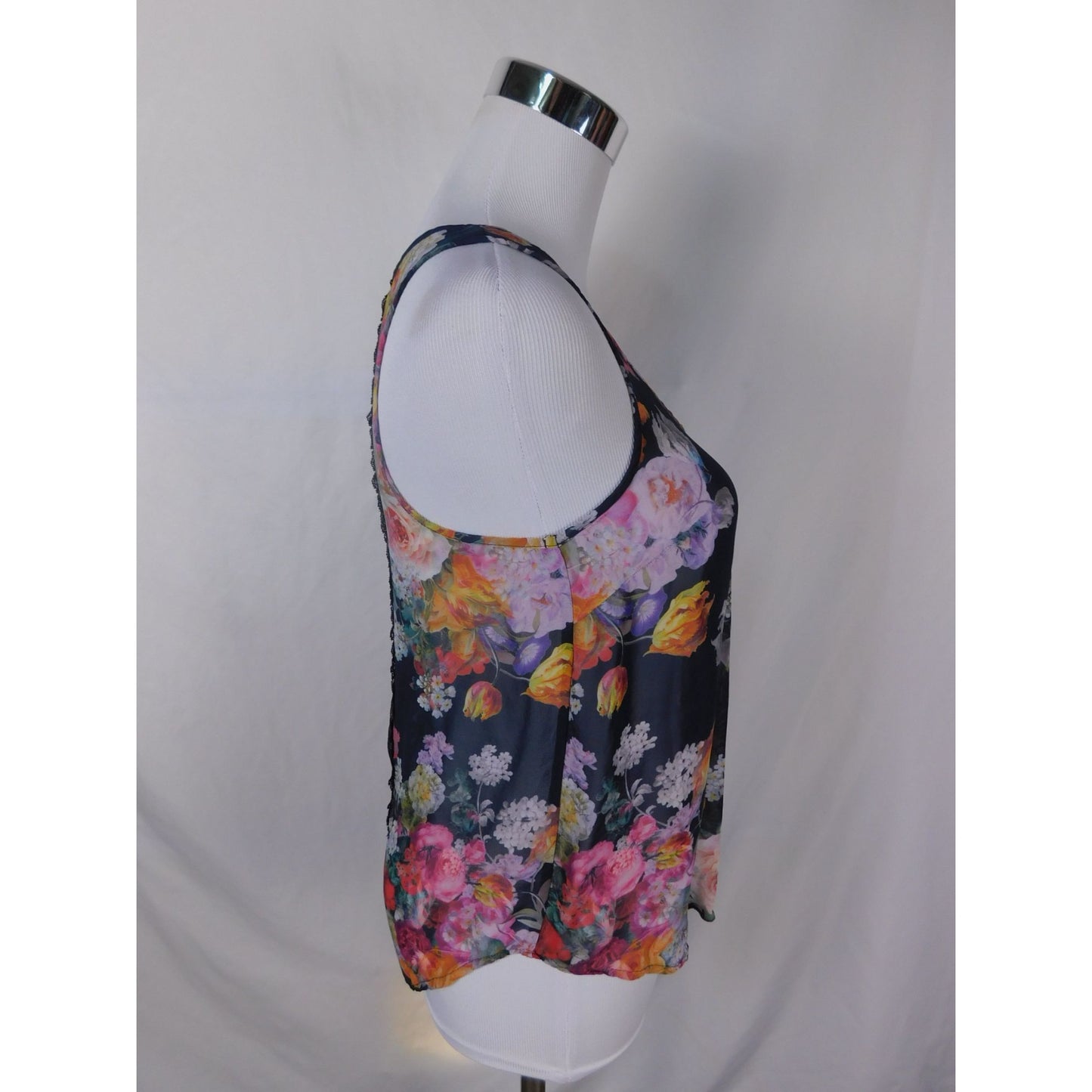 Topshop Floral Lace Back Tank Top Boho Witchcore US 4 Romantic