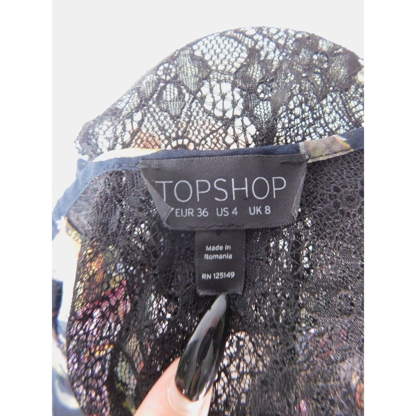 Topshop Floral Lace Back Tank Top Boho Witchcore US 4 Romantic