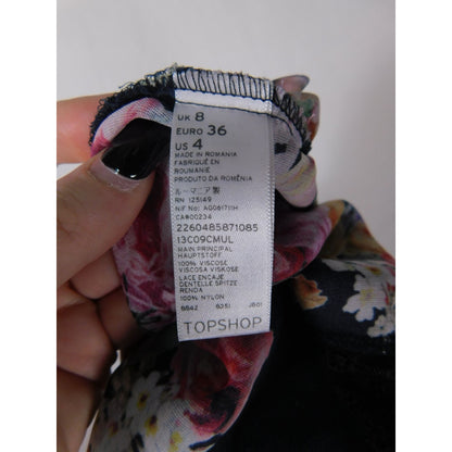 Topshop Floral Lace Back Tank Top Boho Witchcore US 4 Romantic