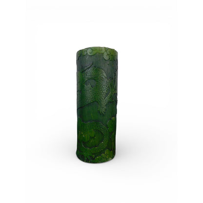 Hand Carved Green Dragon Pillar Candle Asian Gothic Decor