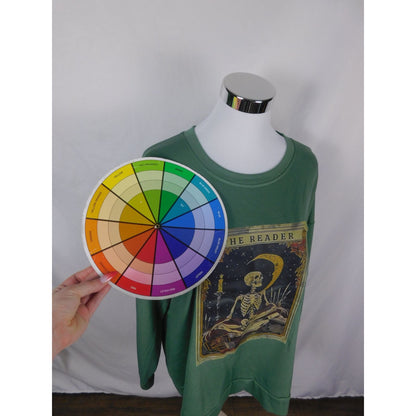The Reader Skeleton Tarot Graphic Sweatshirt XL Witchcore New