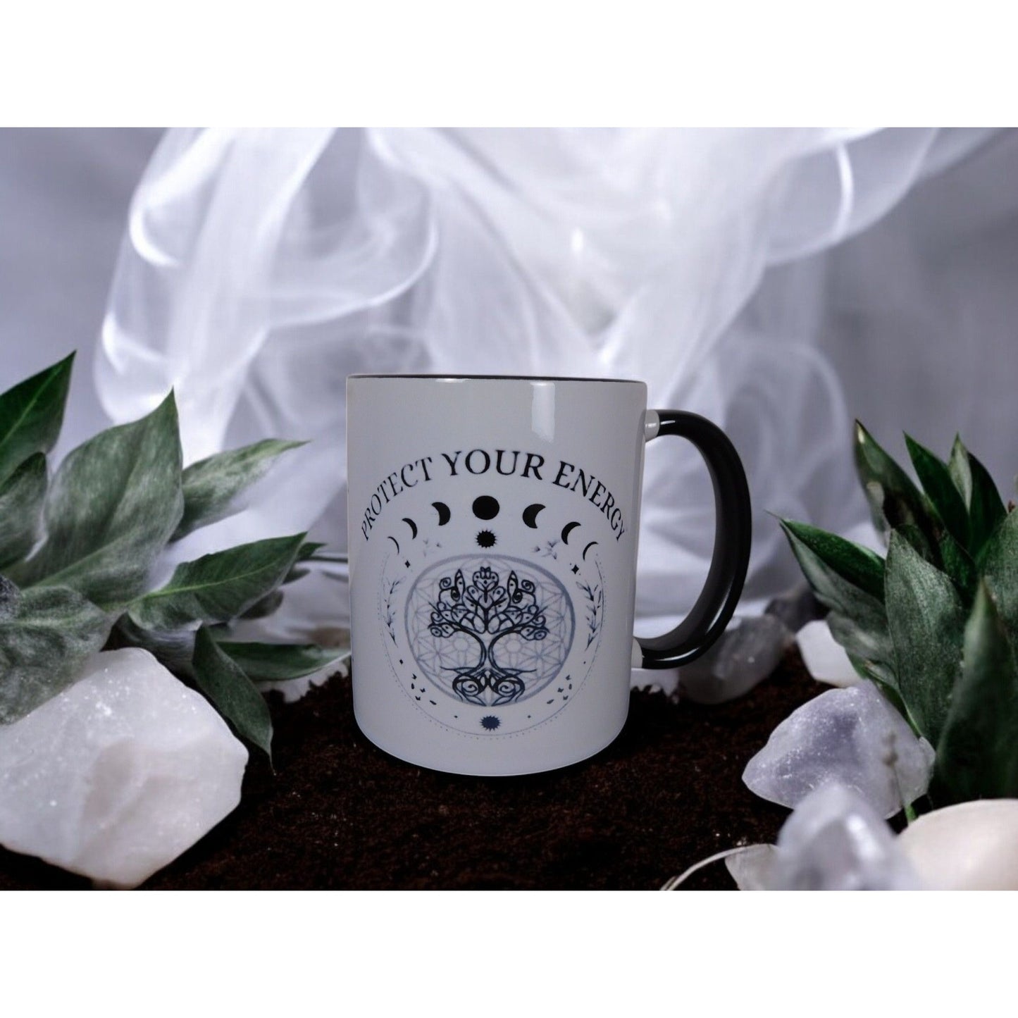 Protect Your Energy Mug Witchy Moon Phases Tree of Life Magical Gift