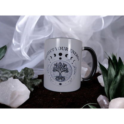 Protect Your Energy Mug Witchy Moon Phases Tree of Life Magical Gift