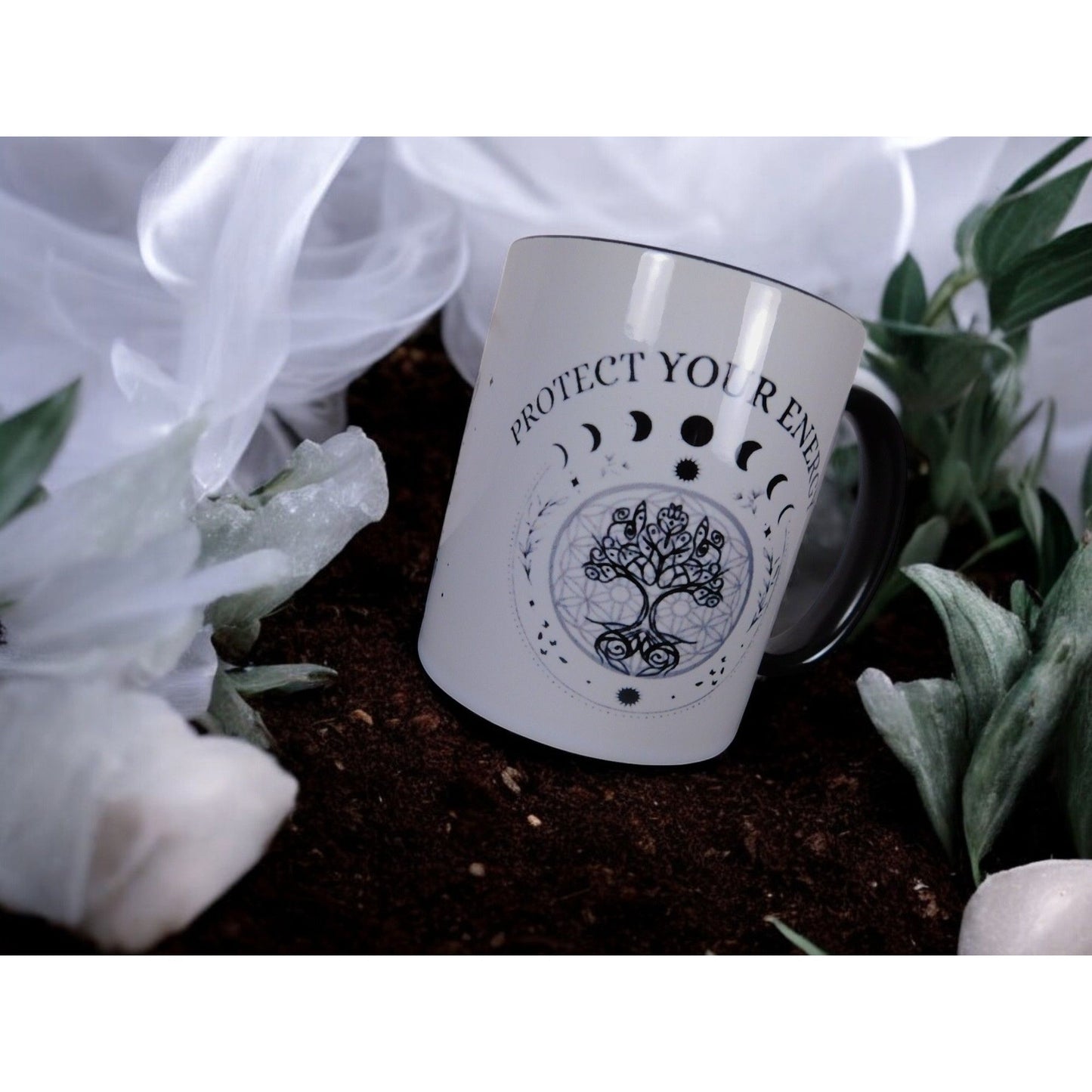 Protect Your Energy Mug Witchy Moon Phases Tree of Life Magical Gift