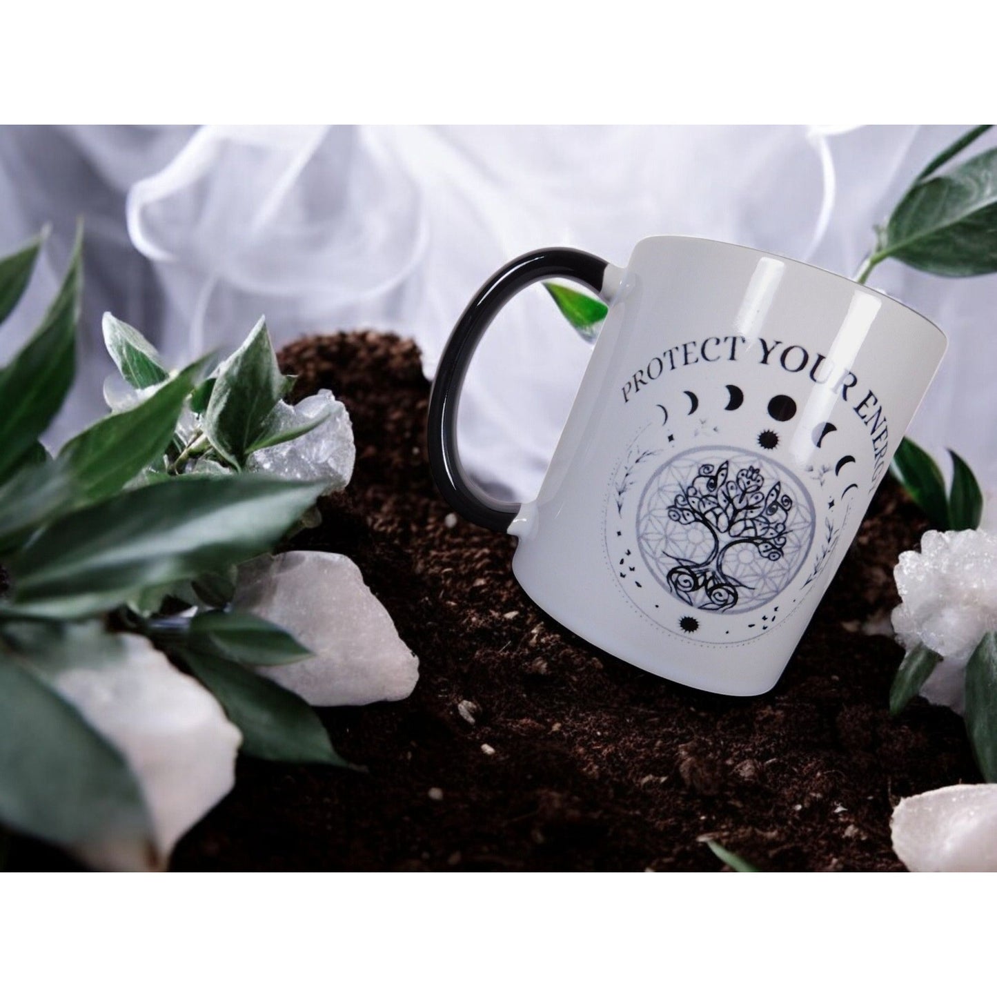 Protect Your Energy Mug Witchy Moon Phases Tree of Life Magical Gift