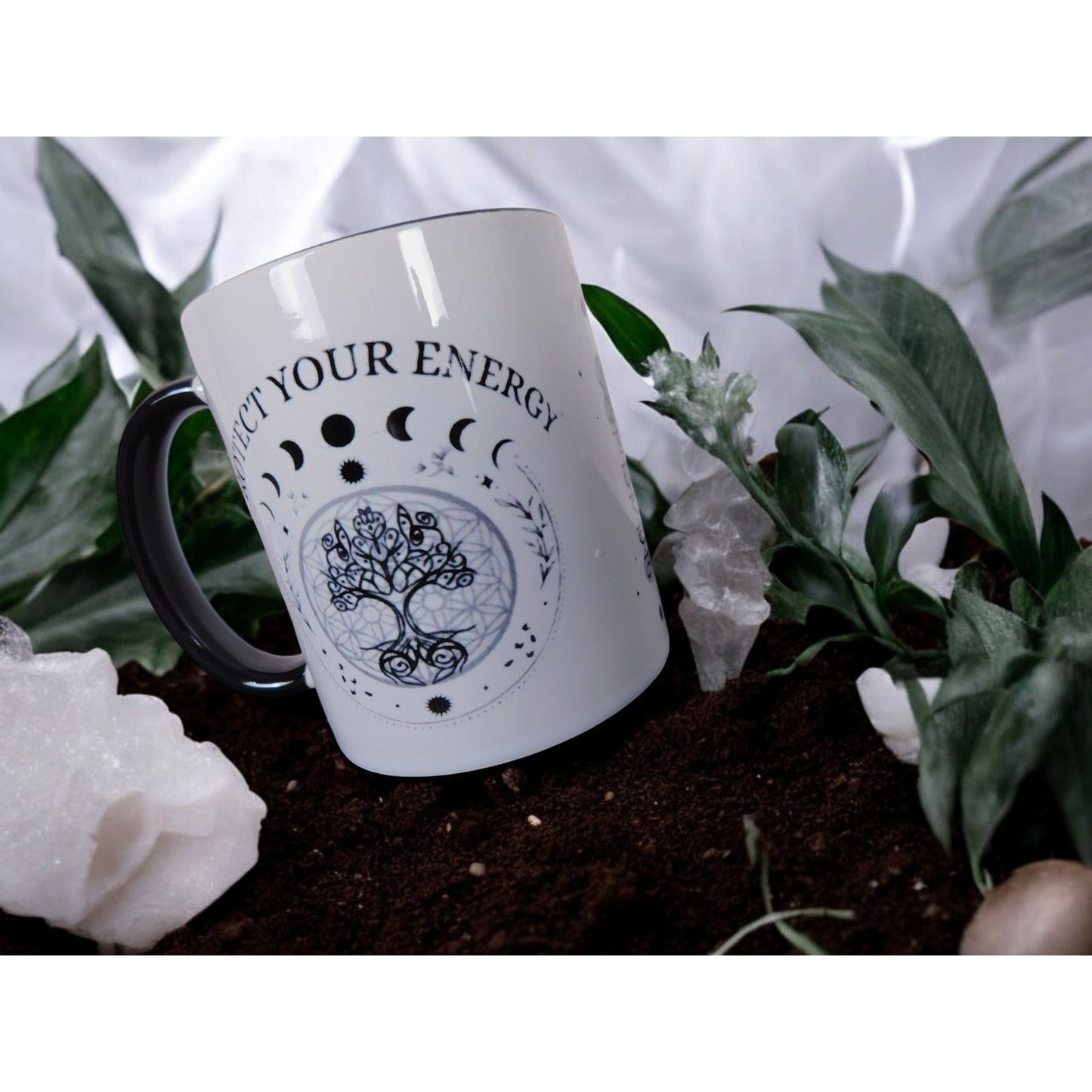 Protect Your Energy Mug Witchy Moon Phases Tree of Life Magical Gift