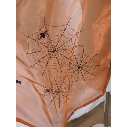 Orange Bats Spiderweb Embroidered Tassel Sheer Scarf OS