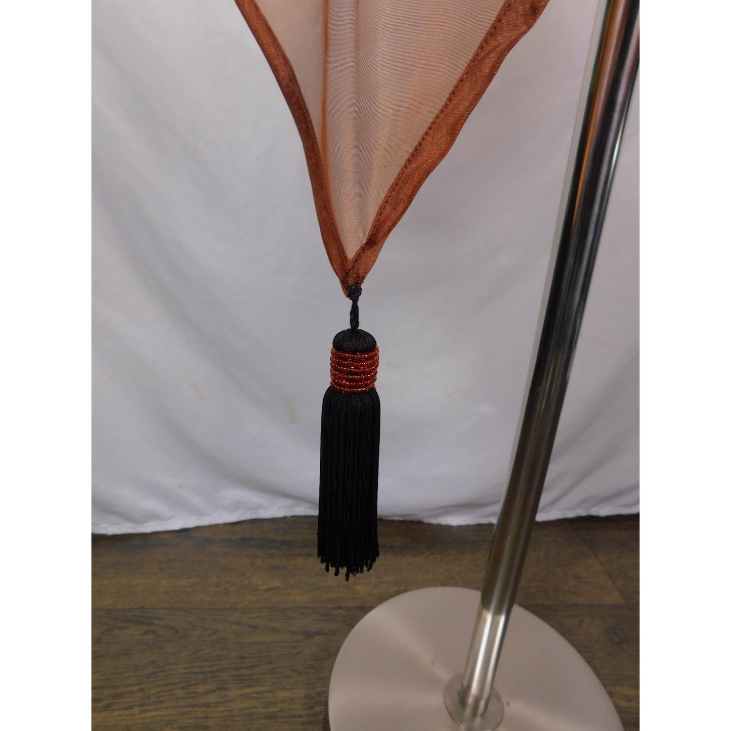 Orange Bats Spiderweb Embroidered Tassel Sheer Scarf OS