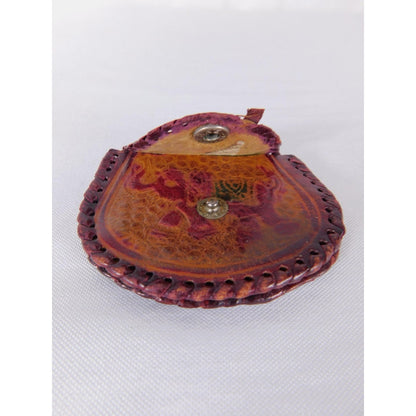 Elephant Coin Wallet Womens One Size Brown Leather Snap Button Small Tooled