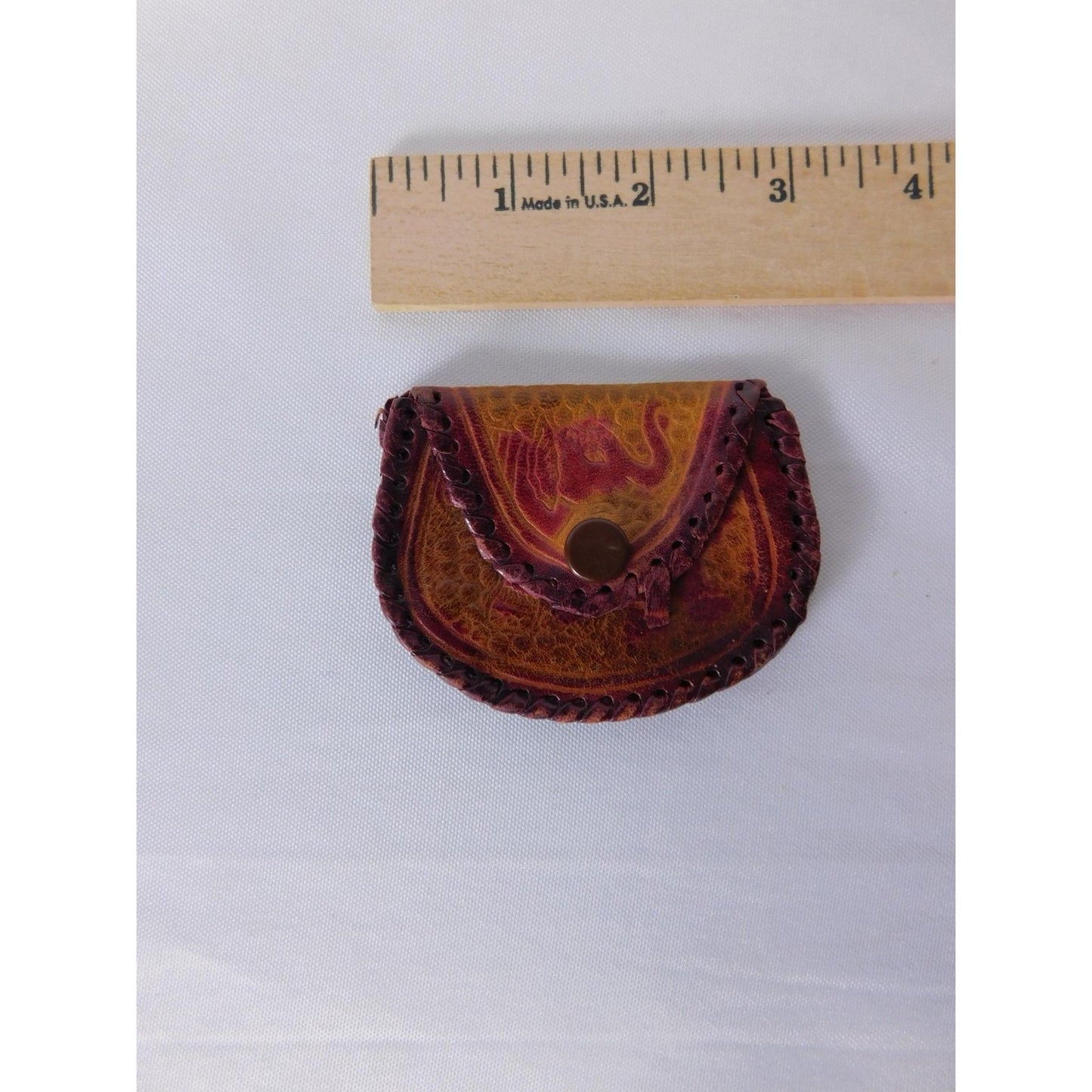 Elephant Coin Wallet Womens One Size Brown Leather Snap Button Small Tooled