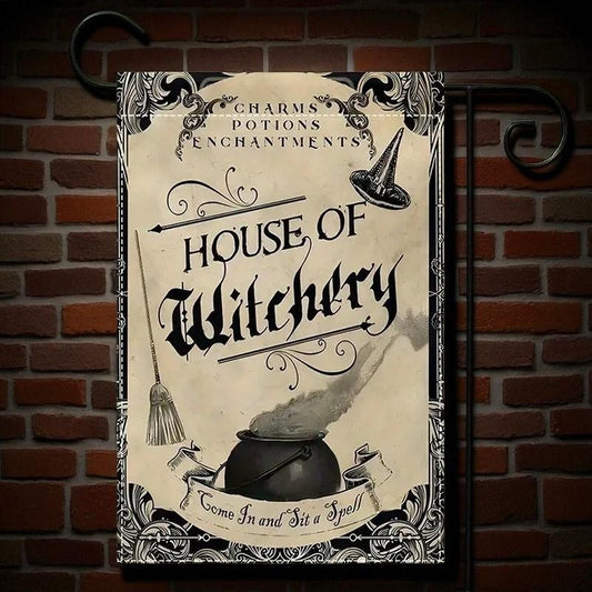 House Of Witchery Charms Potions Enchantments Garden Flag 12"x18"