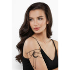 Black Crescent Moon & Stars Chain Armlet - Gothic Boho Adjustable Jewelry For Women