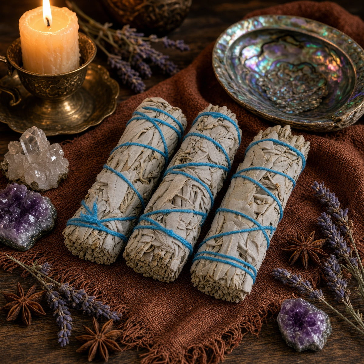 Ethically Sourced California White Sage Smudge Sticks 4 Inch, Pack of 3